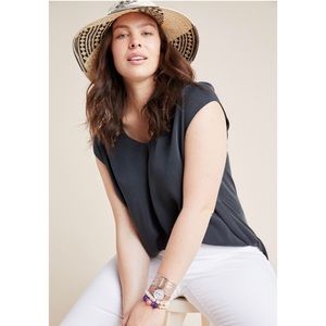 Maeve by Anthropologie Maeve Ally Cupro Modal Tunic Top Black Cut Outs